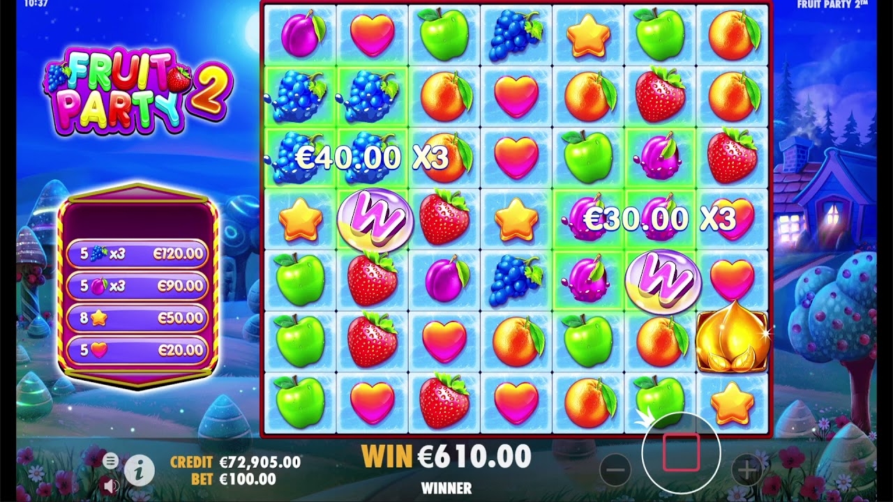 multiplicadores Fruit Party 2, vitórias maiores, slot com bônus